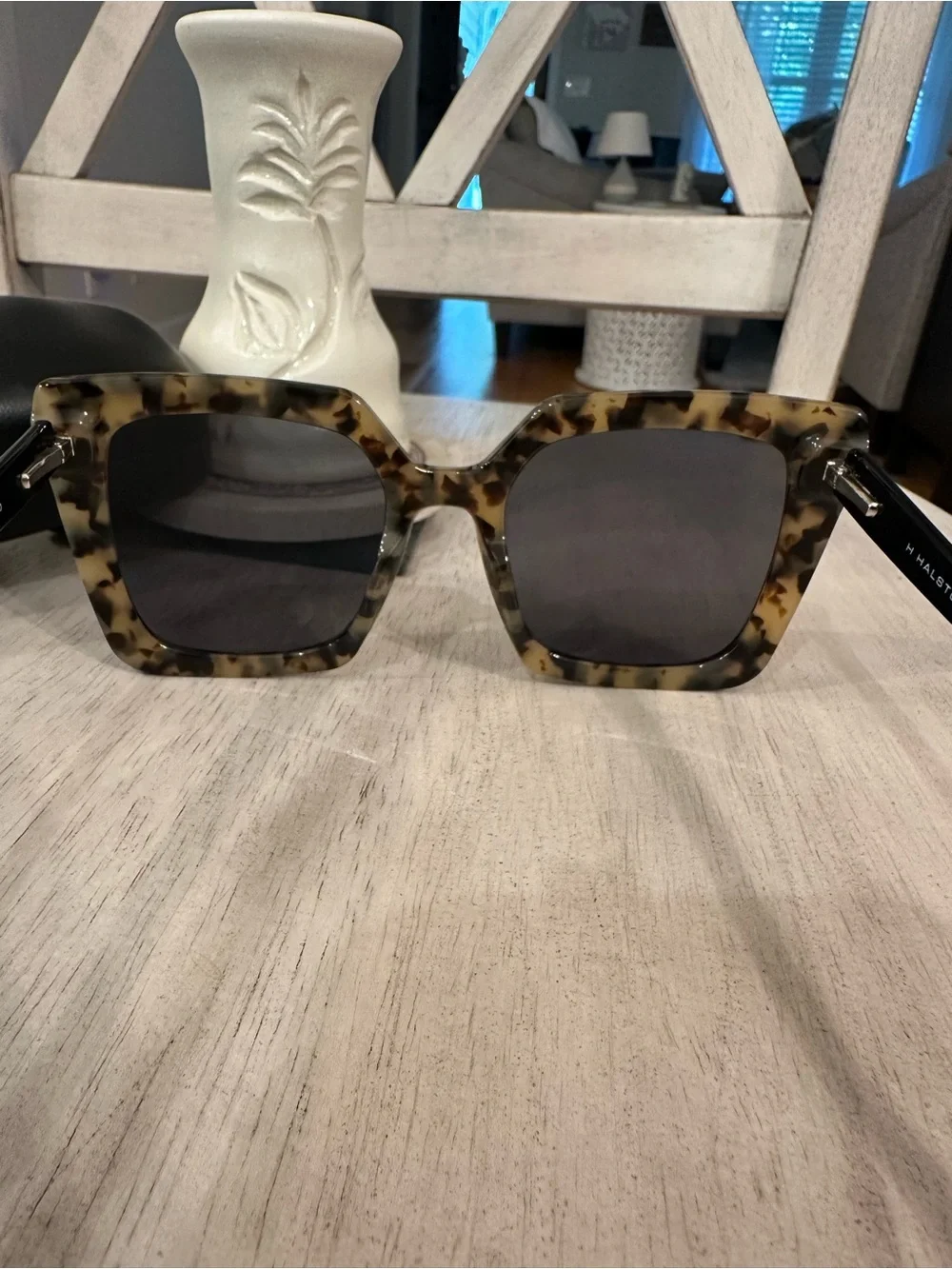 H by Halston Tortoiseshell Square Sunglasses with Dark Lenses